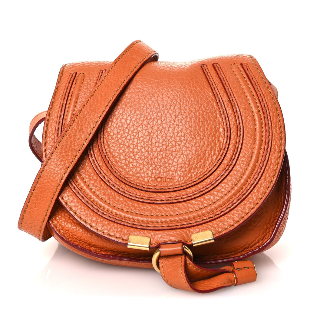 Grained Calfskin Small Marcie Saddle Bag Wood Rose