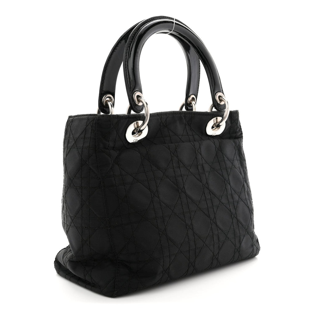 Nylon Cannage Medium Lady Dior Black