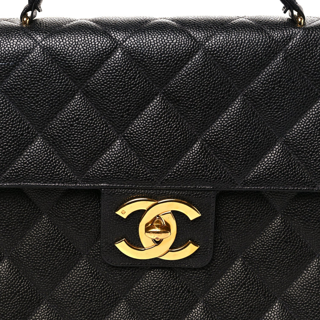 Caviar Quilted Briefcase Laptop Bag Black