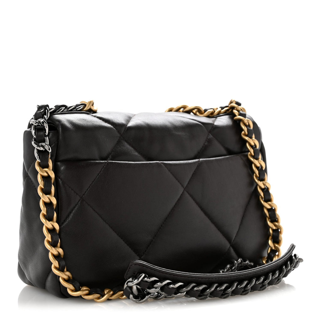 Lambskin Quilted Medium Chanel 19 Flap Dark Brown