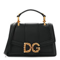 Smooth Calfskin Small DG Amore Top Handle Bag Black