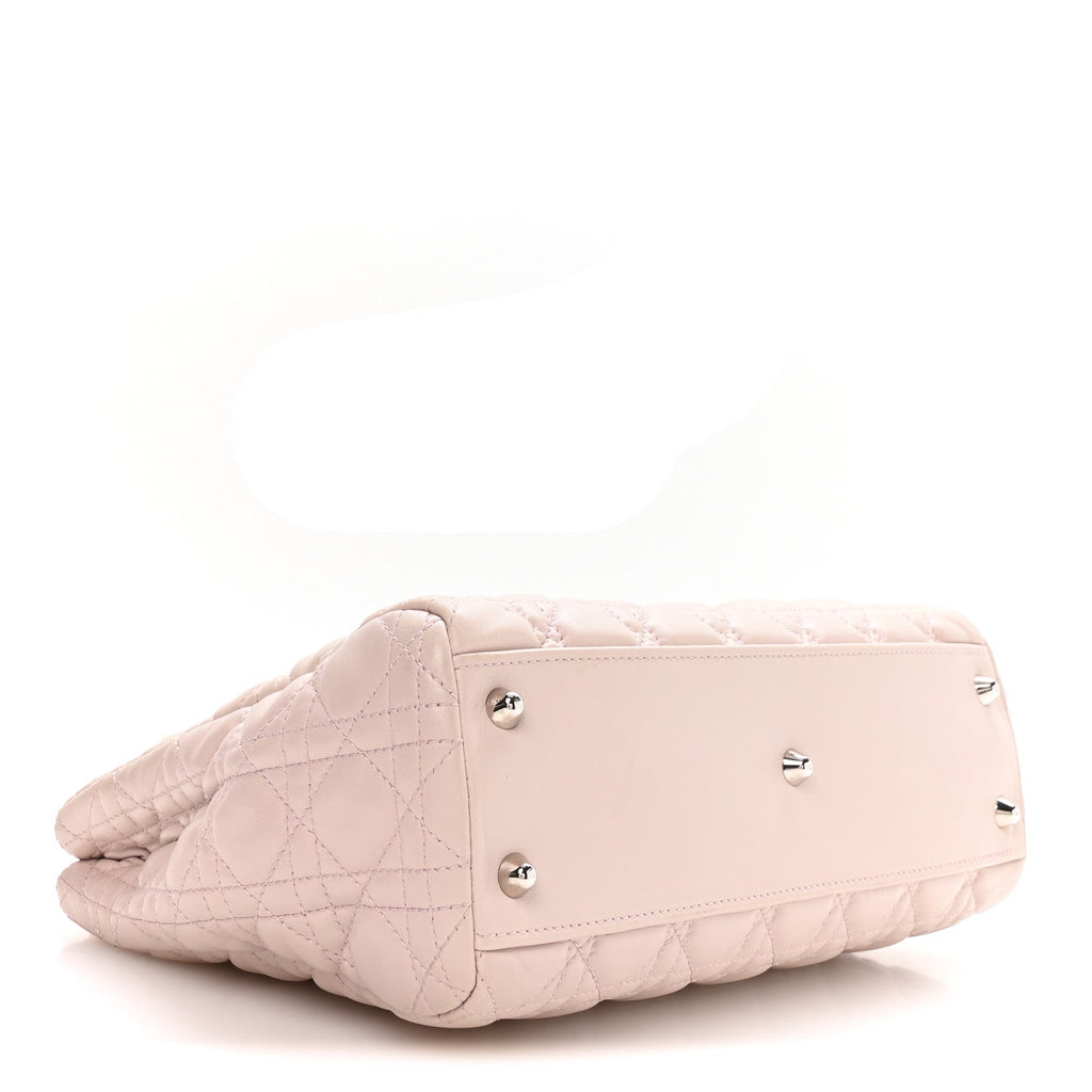 Lambskin Cannage Small Dior Soft Zipped Shopping Tote Light Pink