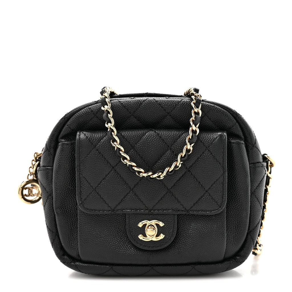 Caviar Quilted CC Day Camera Case Black