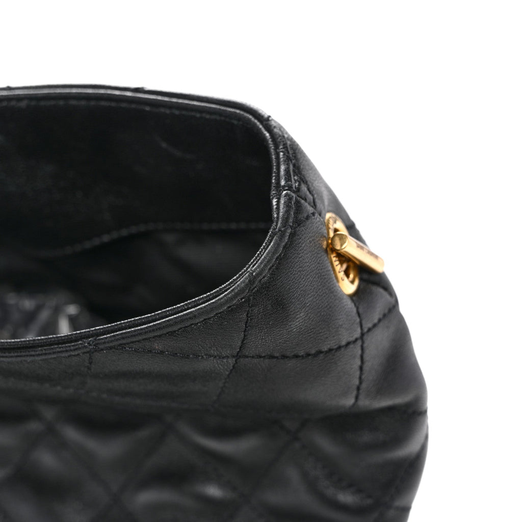 Lambskin Quilted Maxi Icare Shopping Tote Black