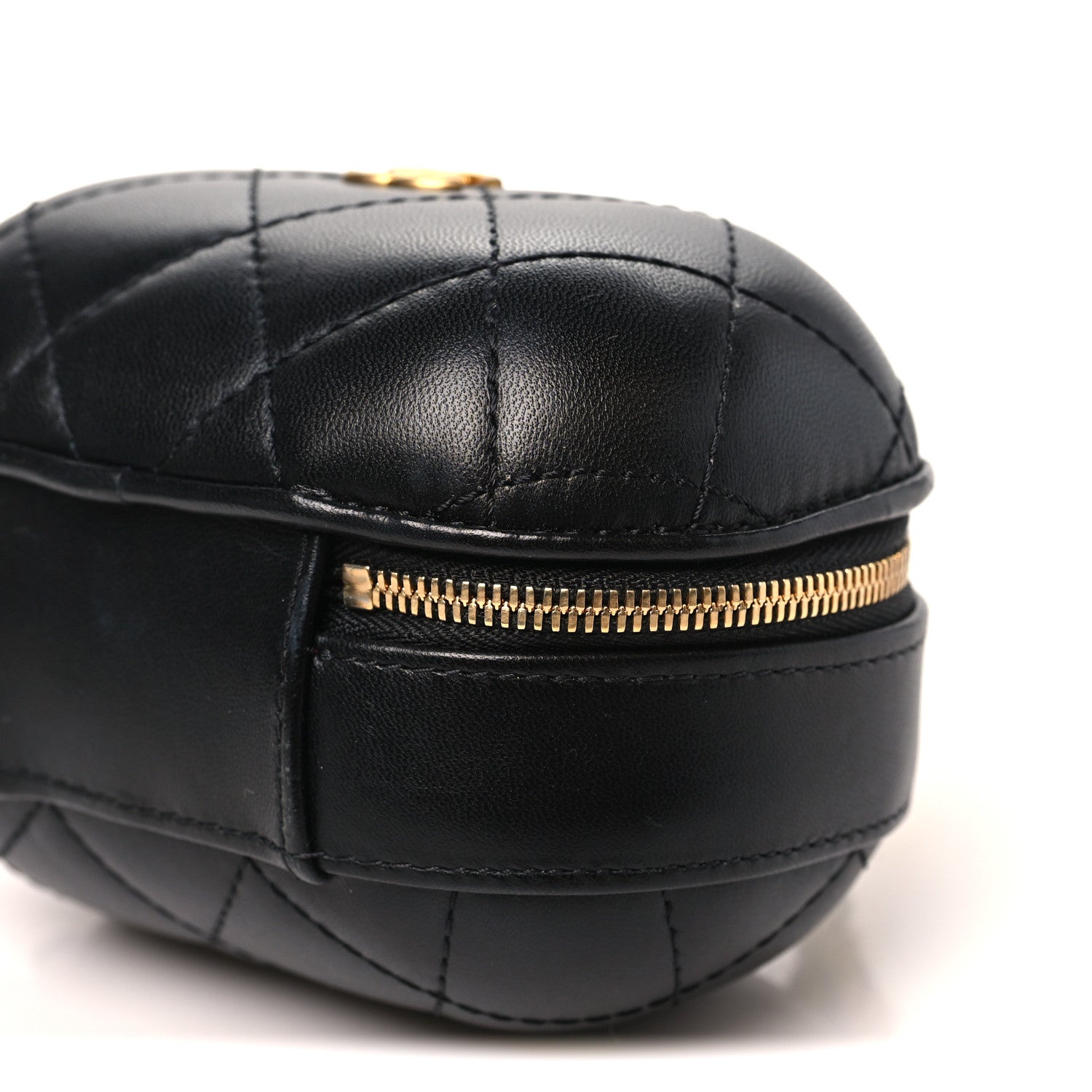 Lambskin Quilted CC Bubble Vanity Case With Chain Black