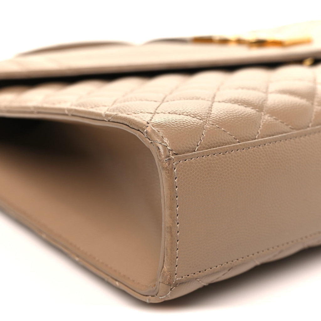 Grain De Poudre Mixed Matelasse Large Triquilt Monogram Satchel Dark Beige