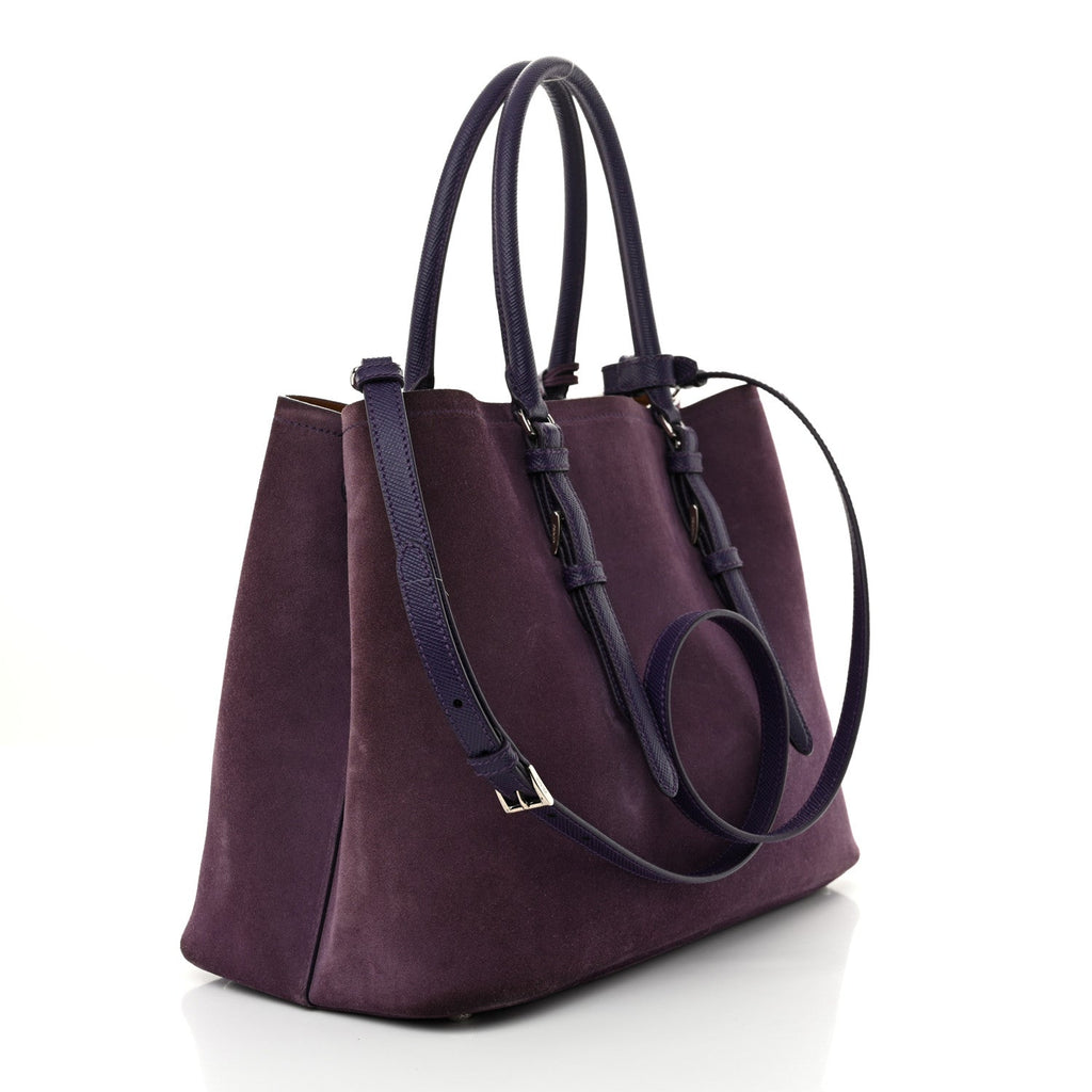 Scamosciato Suede Medium Double Handle Tote Uva Nocciolo