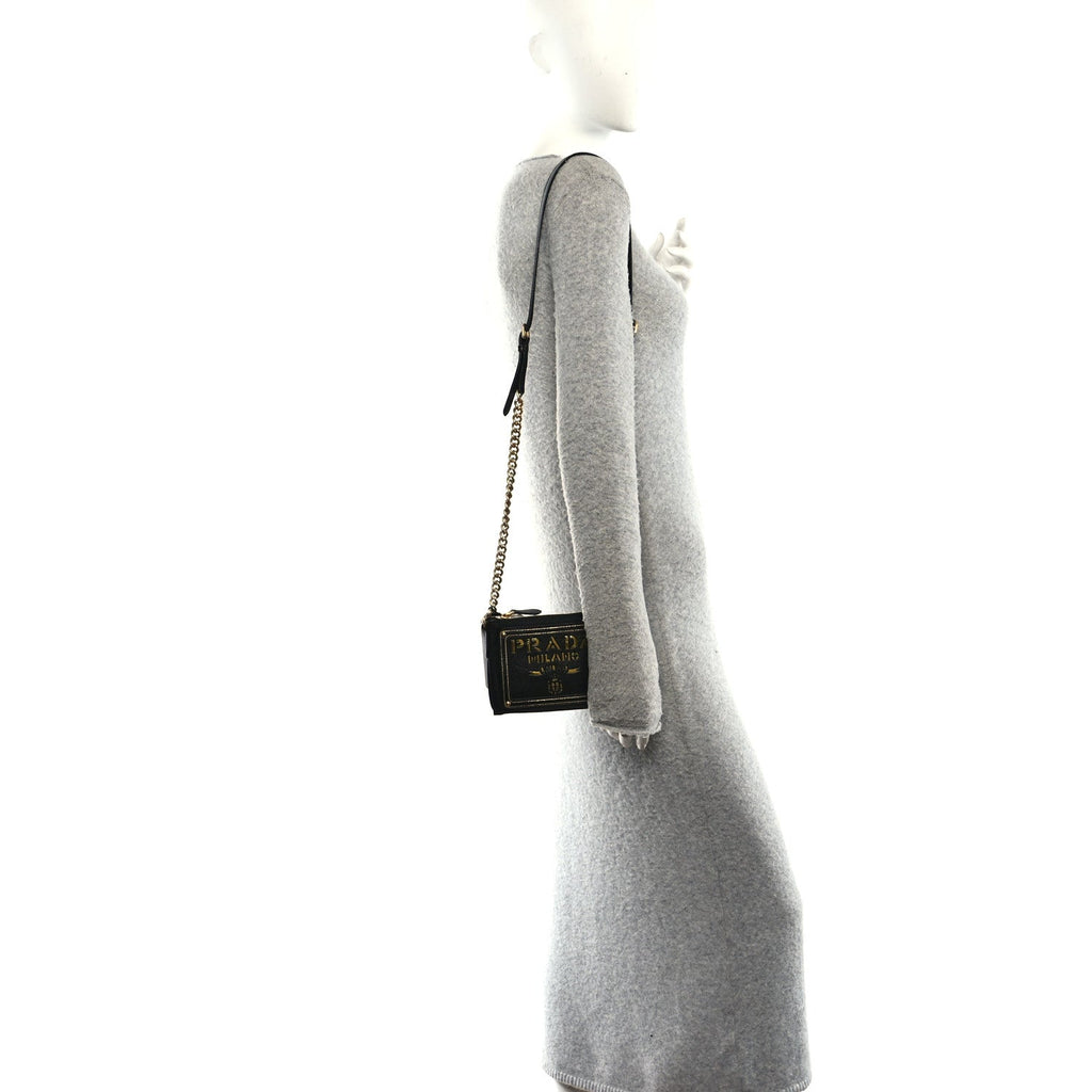 Tessuto Bandoliera Logo Shoulder Bag Gold Black