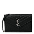 Grain De Poudre Matelasse Chevron Monogram Chain Wallet Black