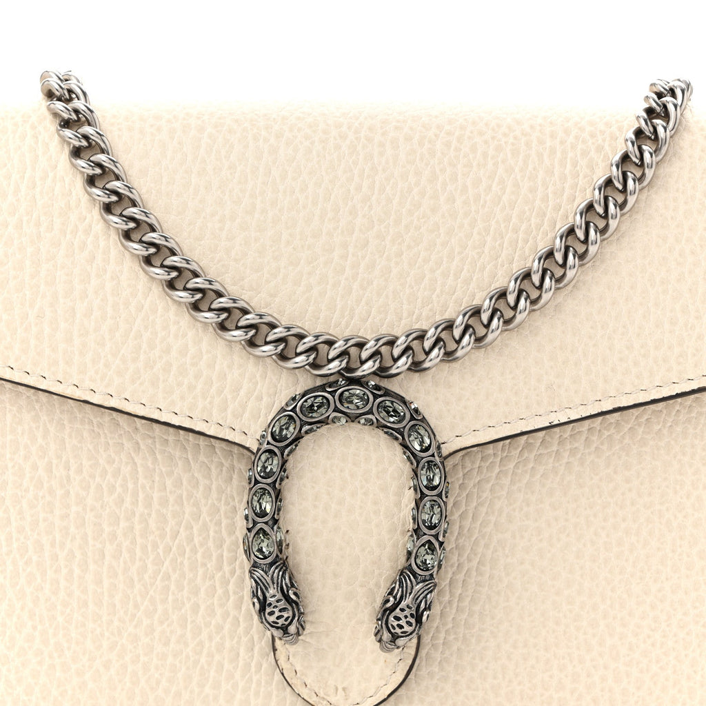 Dollar Calfskin Mini Dionysus Chain Wallet Mystic White