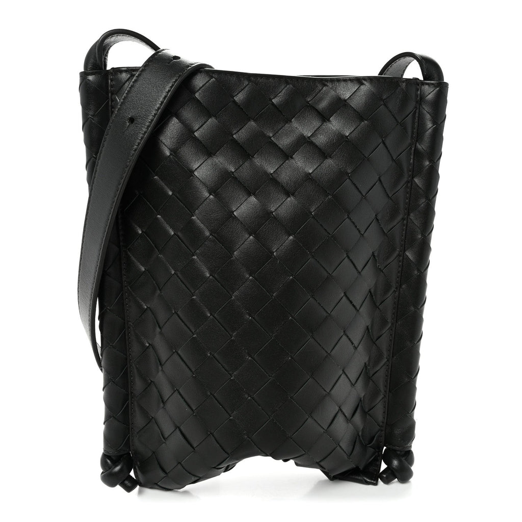 Nappa Intrecciato Small Flat Loop Messenger Black