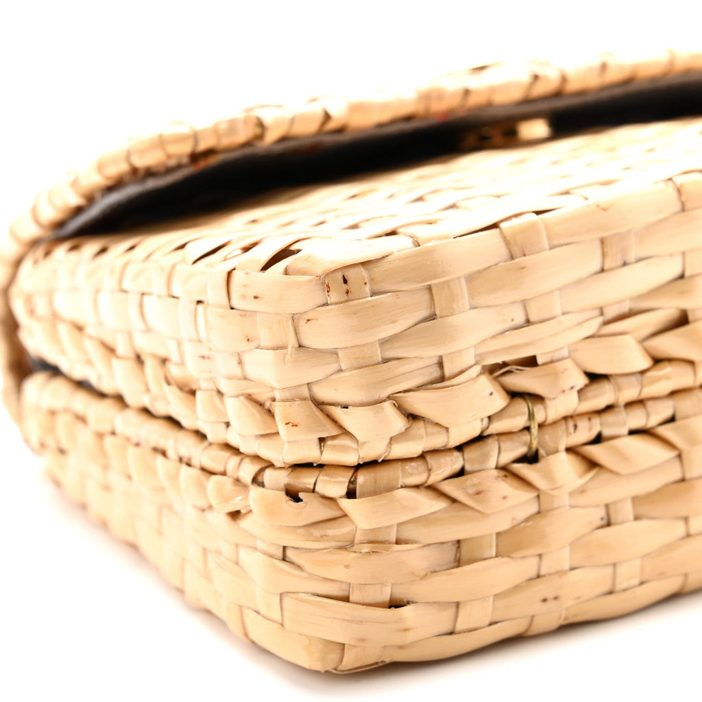 Glazed Wicker Mini Cestino Shoulder Bag Natural