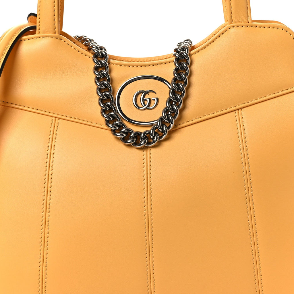 Senna Calfskin Petite GG Small Tote Bag Sunny Yellow