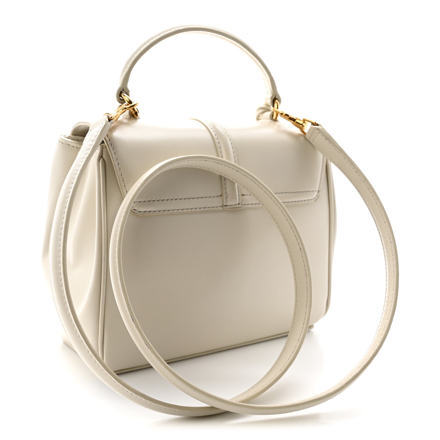 Satinated Calfskin Mini 16 Top Handle Bag White Cotton