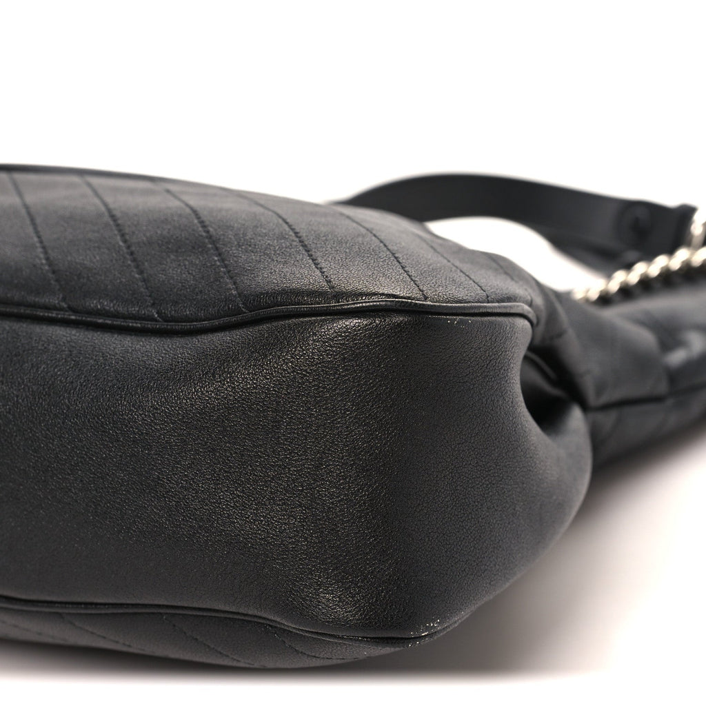 Sakai Be Green Calfskin Diagonal Stitched Medium Blondie Tote Black