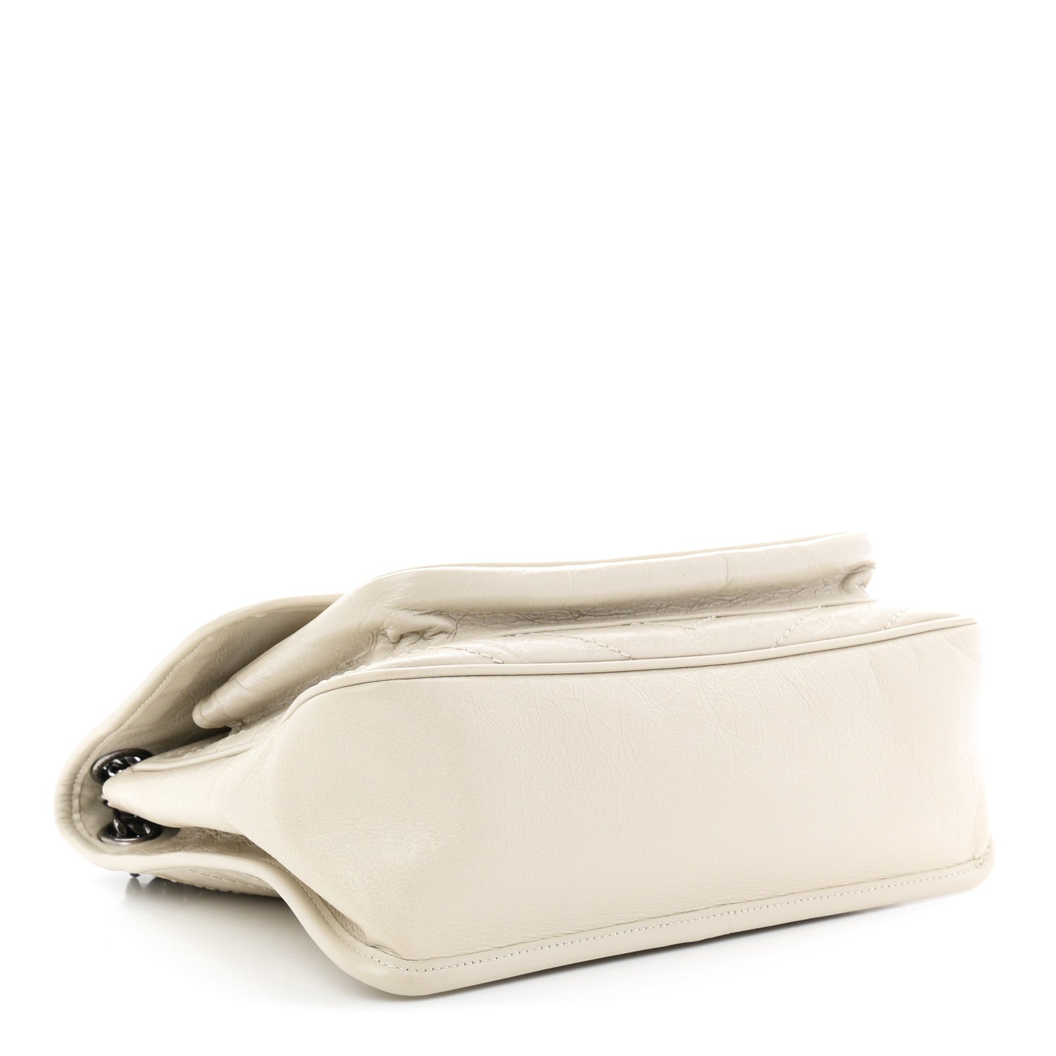 Crinkled Calfskin Matelasse Monogram Medium Niki Chain Satchel Crema Soft