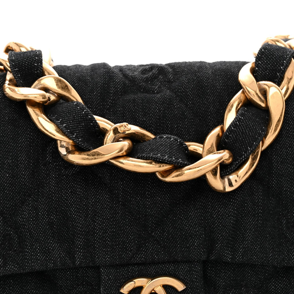 Denim Quilted Medium Funky Town Flap Black