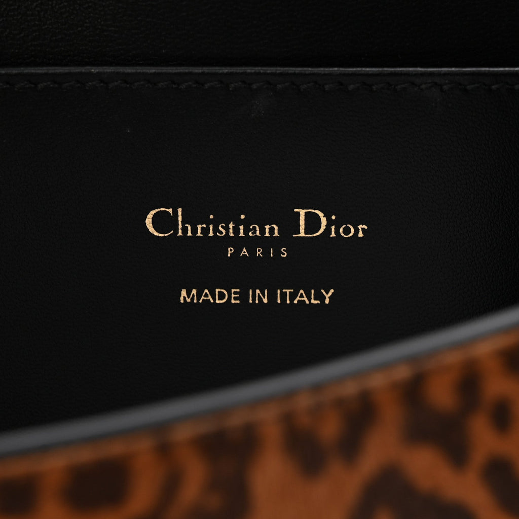 Calfskin Pony Hair Leopard Print Miss Dior Flap Black