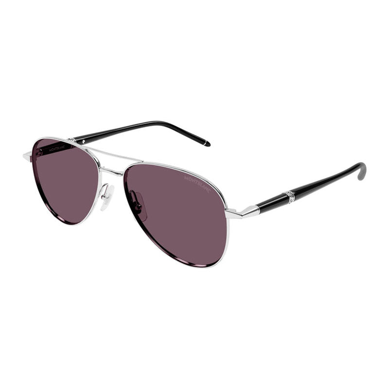 Montblanc Sunglasses Aviator Full Rim, Silver Frame and Violet Lens 002MB0345S002