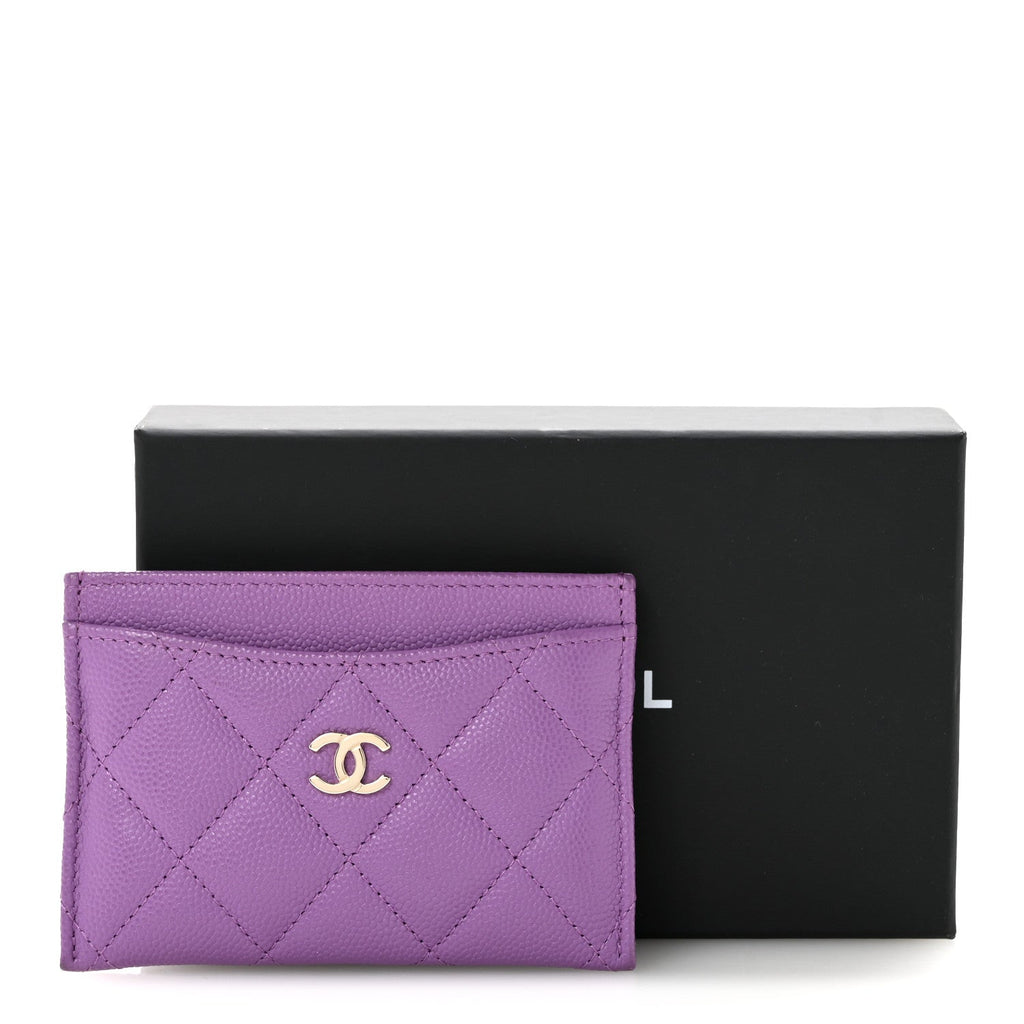 Caviar Quilted Card Holder Purple Purple