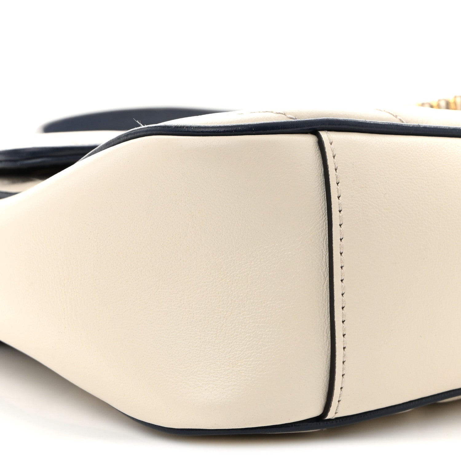 Vintage Effect Calfskin Matelasse Diagonal Small Torchon GG Marmont Shoulder Bag Mystic White Blue Agata