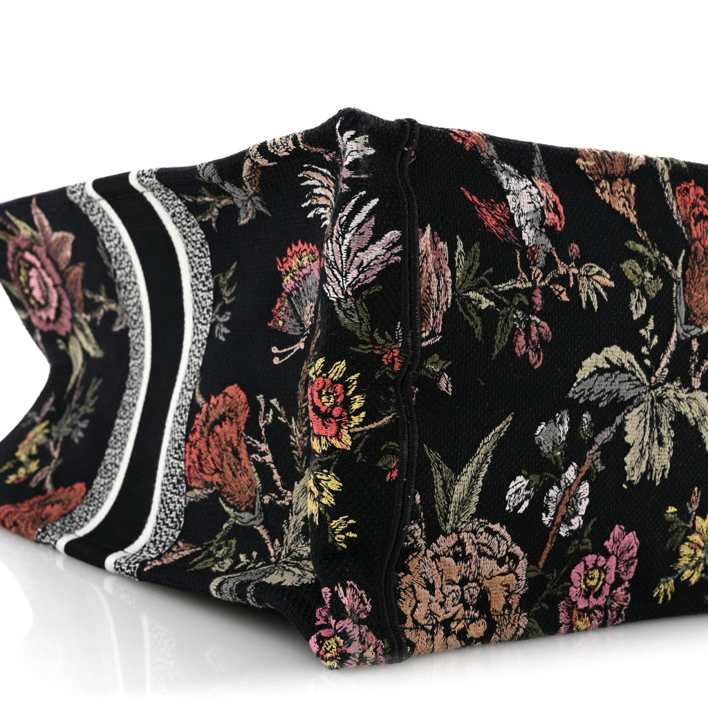 Canvas Jardin Botanique Embroidered Large Book Tote Black Multicolor