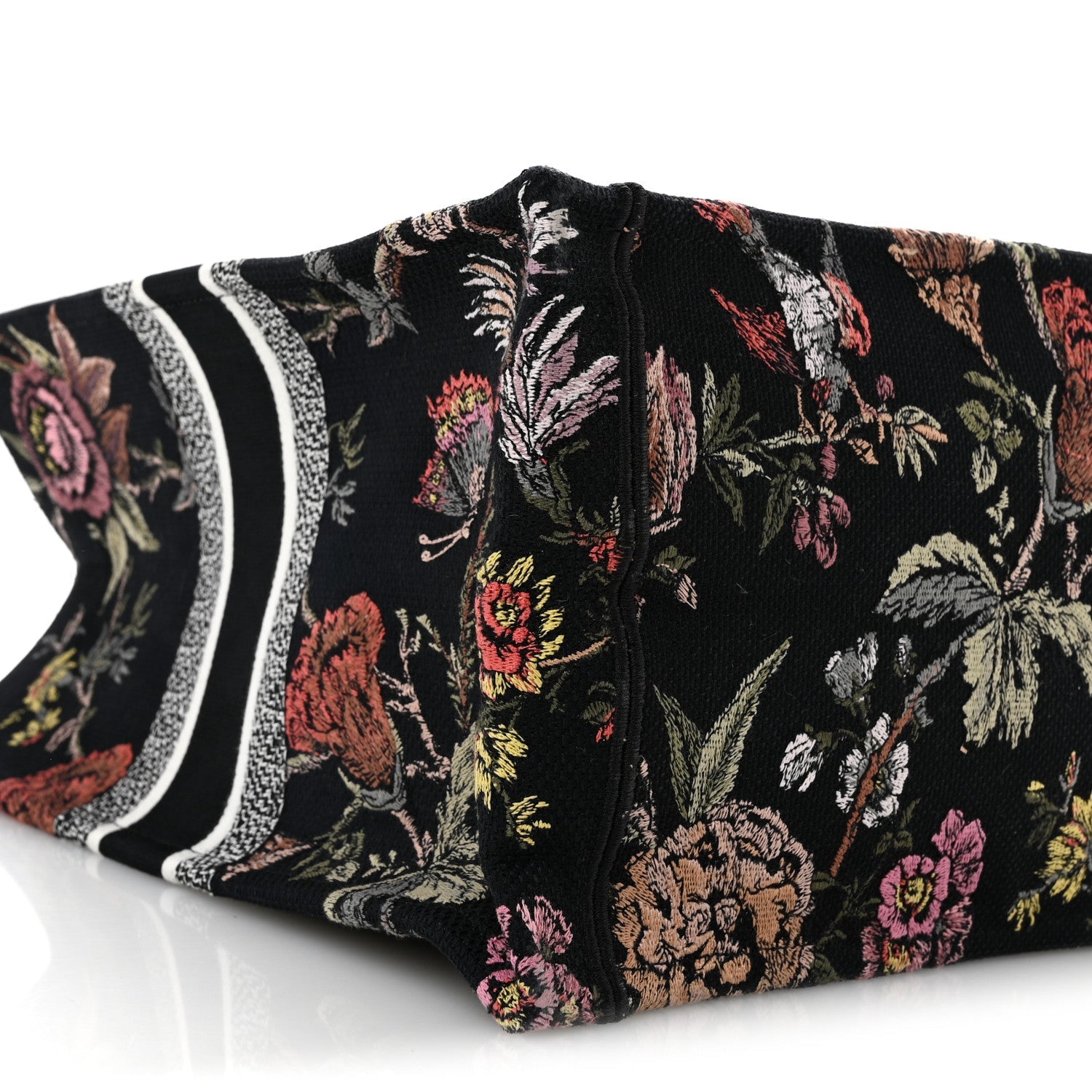 Canvas Jardin Botanique Embroidered Large Book Tote Black Multicolor
