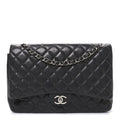 Lambskin Quilted Maxi Double Flap Dark Grey