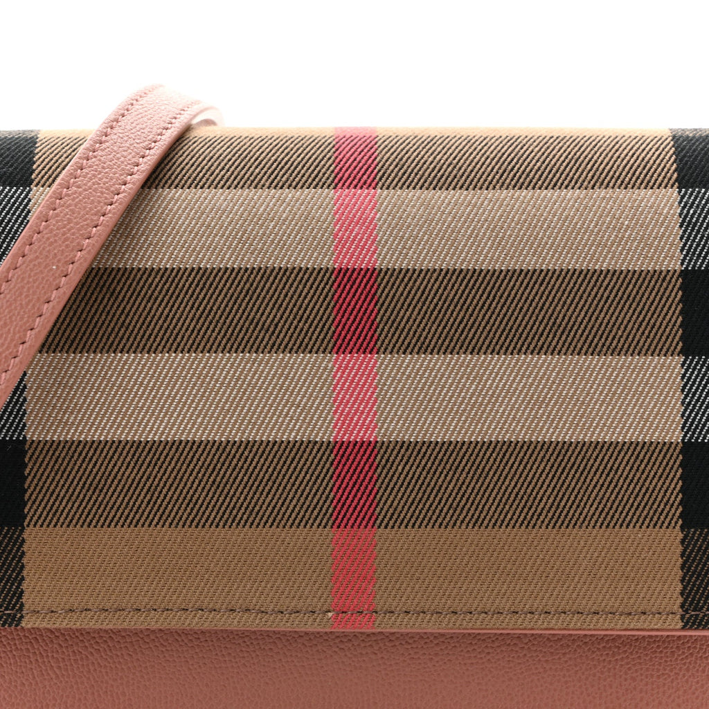 Grained Calfskin House Check Small Madison Shoulder Bag Dusty Pink
