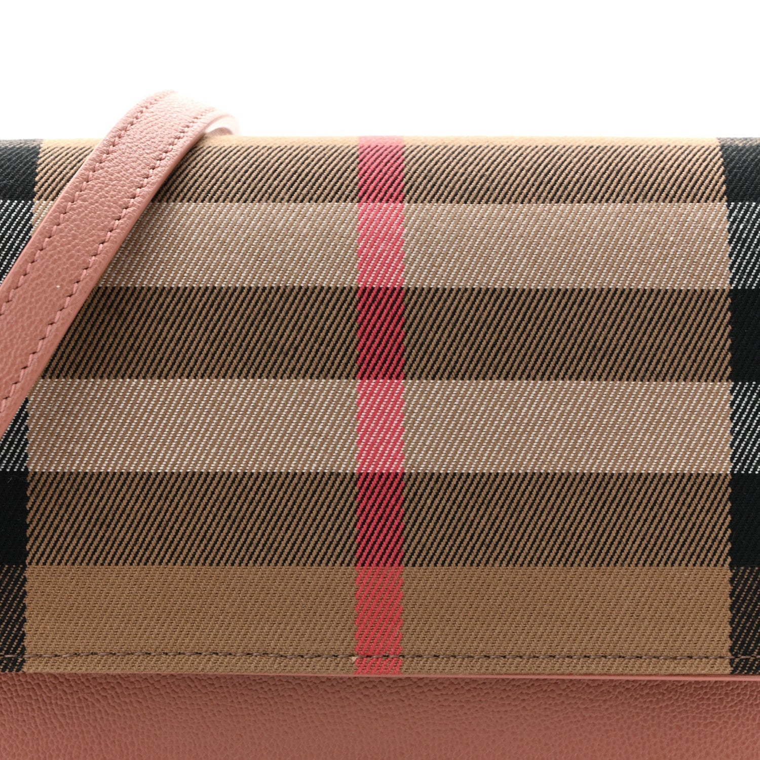 Grained Calfskin House Check Small Madison Shoulder Bag Dusty Pink