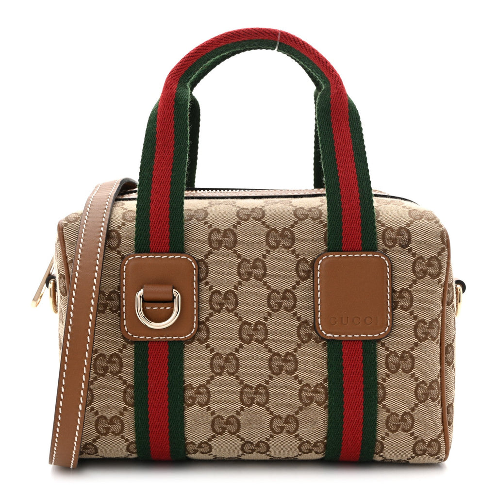 GG Supreme Web Mini GG Top Handle Bag Beige Ebony Dark Brown