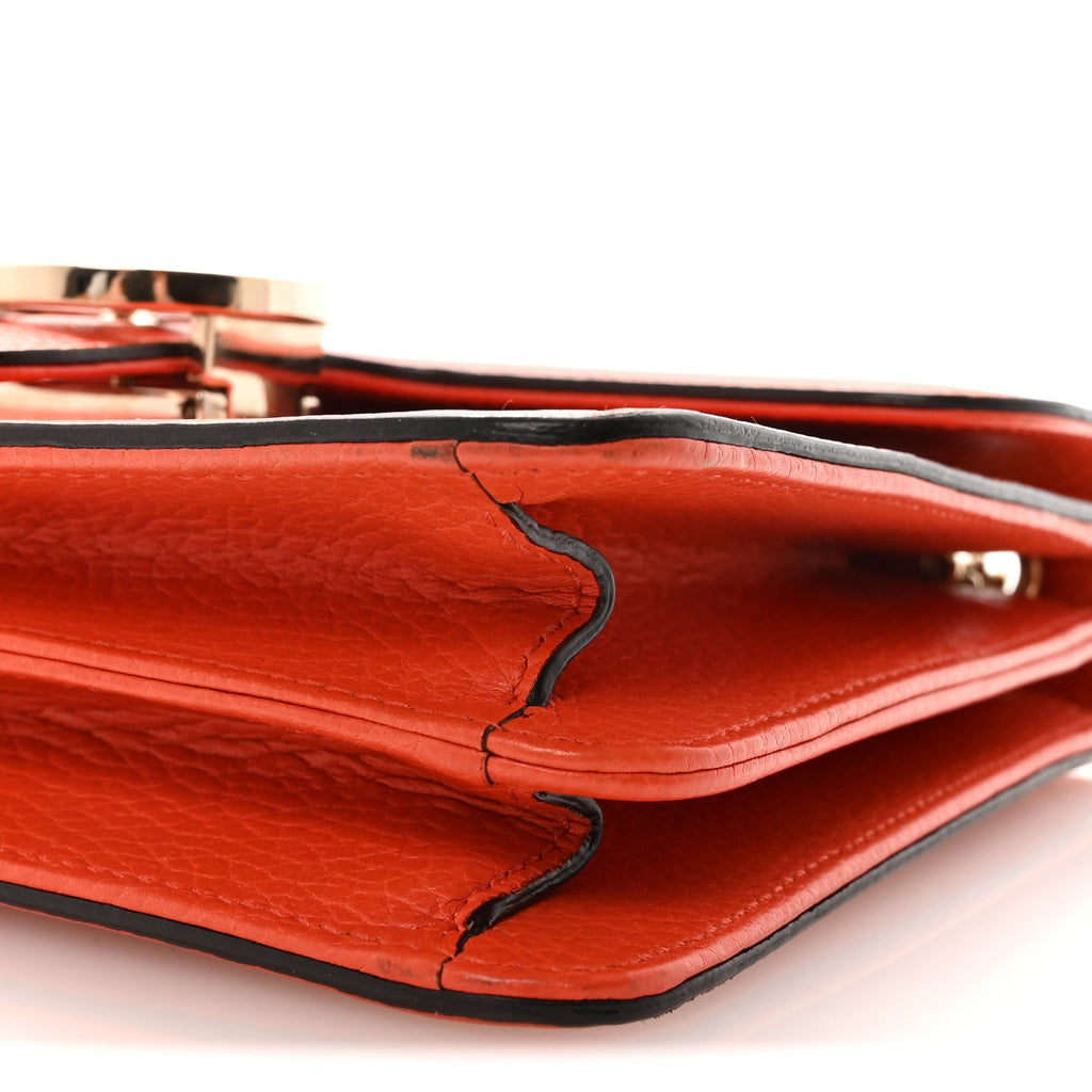 Dollar Calfskin Small Interlocking G Shoulder Bag Sun Orange