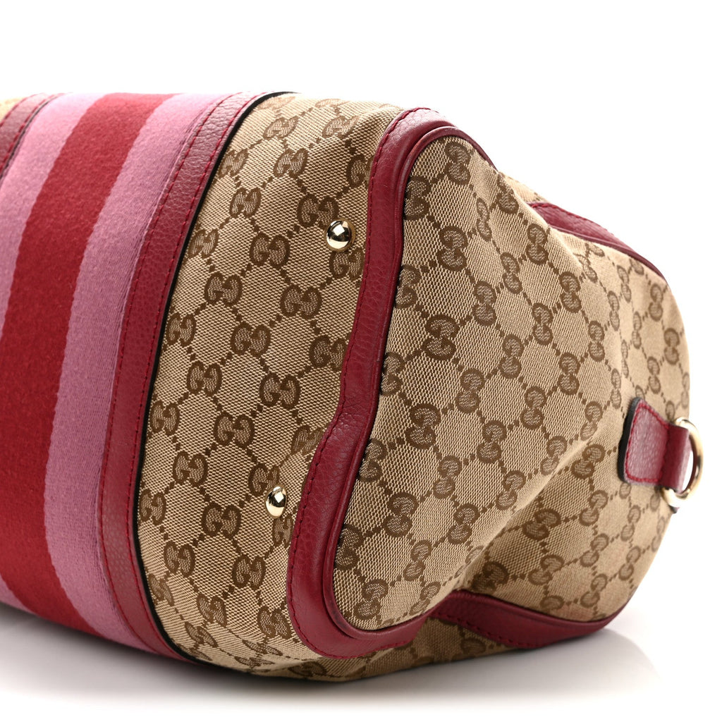 Monogram Cellarius Calfskin Vintage Web Medium Boston  Beige Ebony Soft Burgundy Peonia Flower