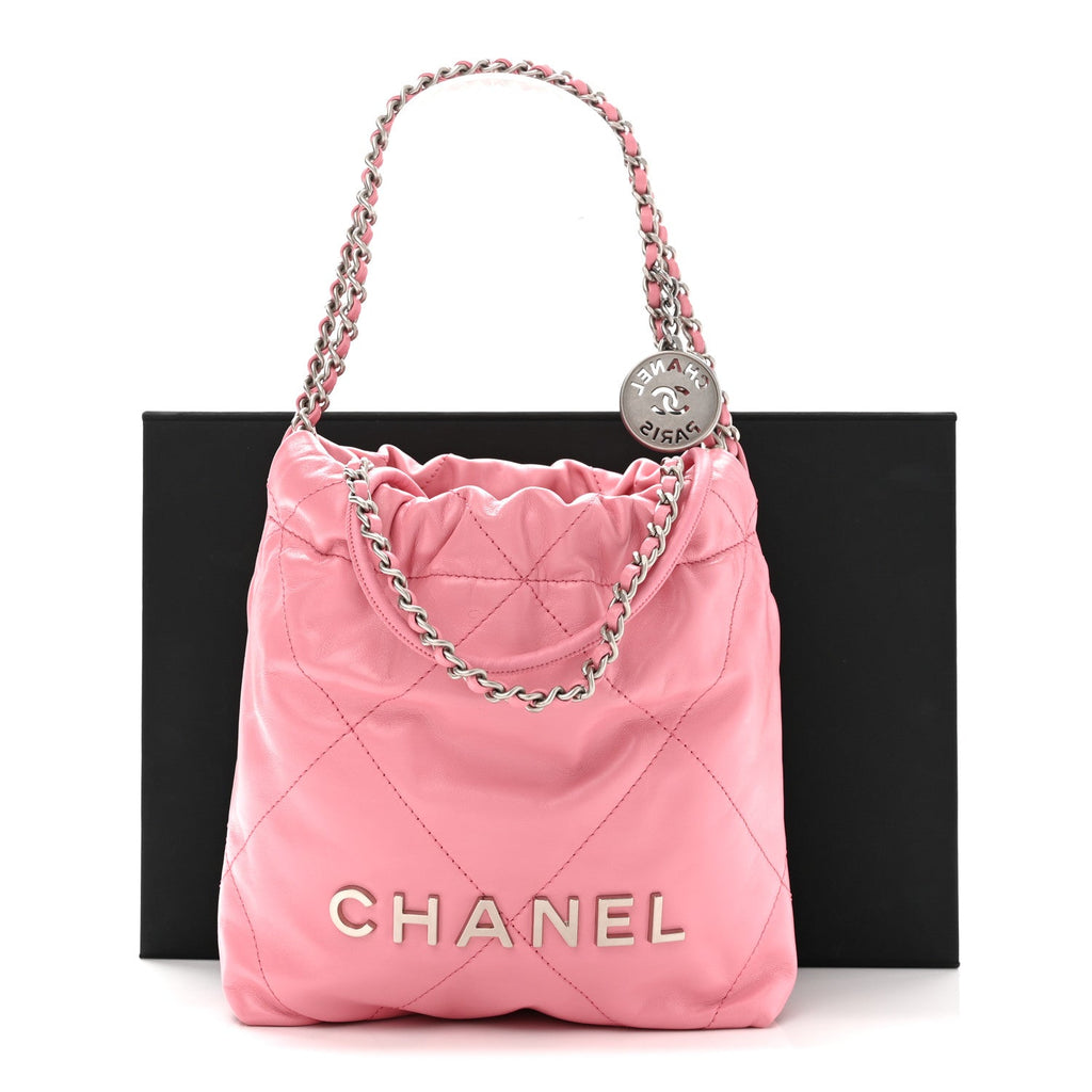Shiny Calfskin Quilted Mini Chanel 22 Pink