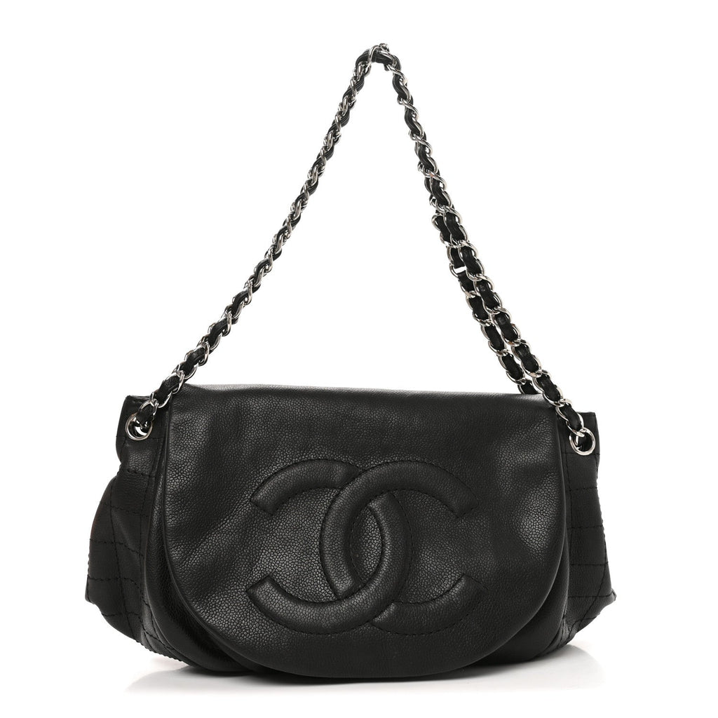 Caviar Half Moon Large Flap Black