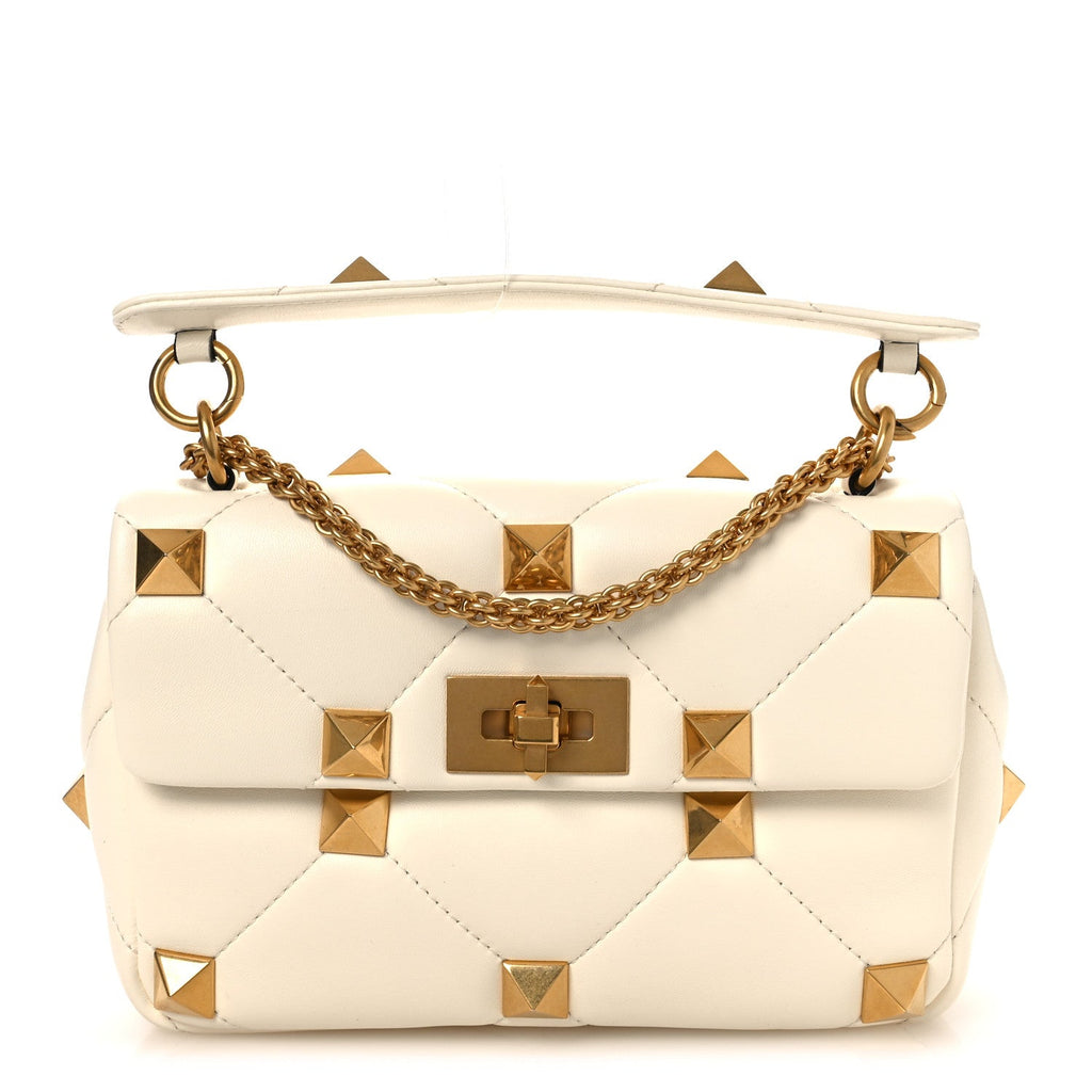 Nappa Medium Roman Stud Shoulder Bag Ivory