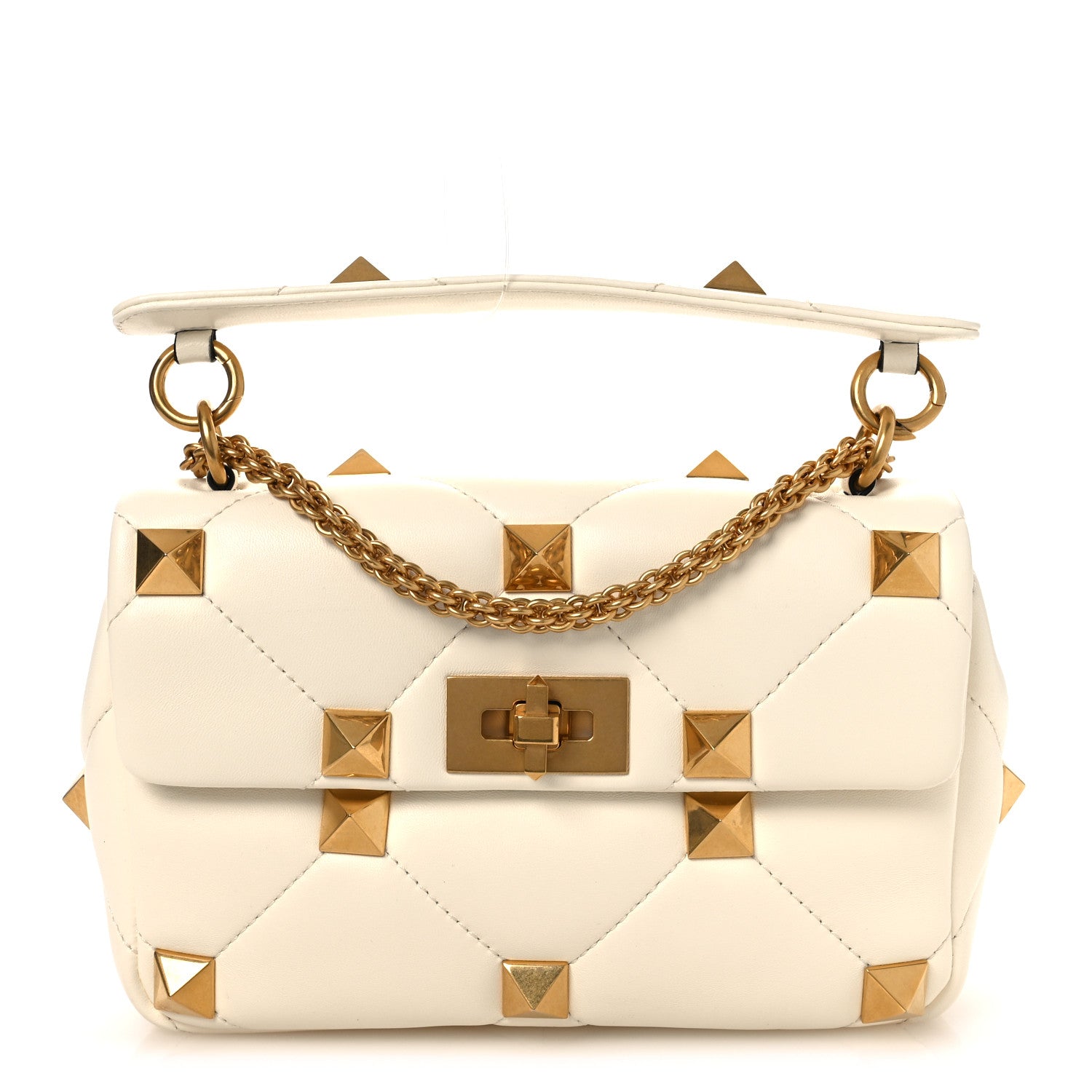Nappa Medium Roman Stud Shoulder Bag Ivory