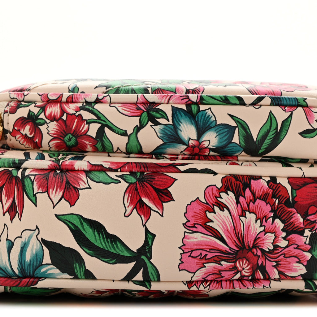 Calfskin Brit Roses Print Matelasse Diagonal Mini Interlocking G Heart Shoulder Bag Multicolor
