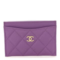 Caviar Quilted Card Holder Purple