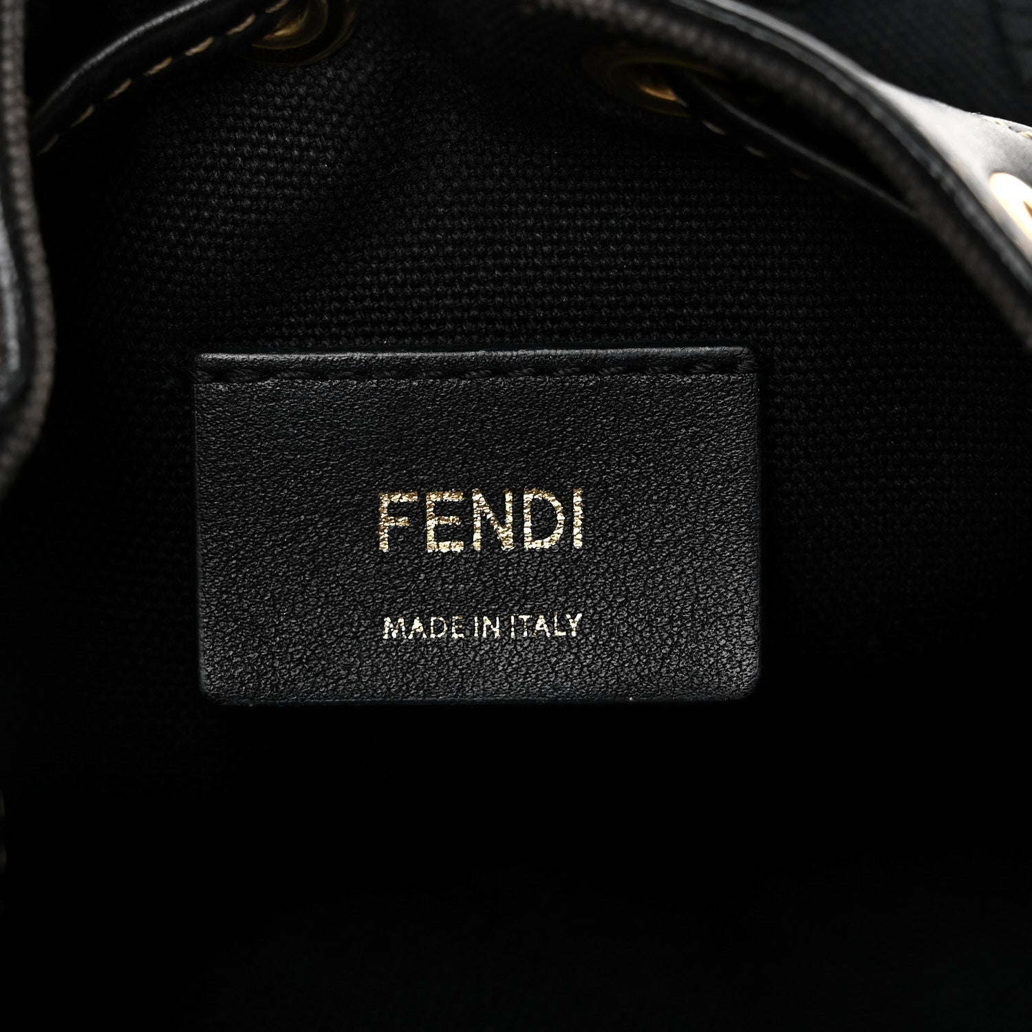Canvas Vitello King F is Fendi FF Embroidered Mini Mon Tresor Bucket Bag Black