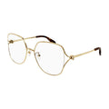 Alexander McQueen Eyeglasses Square Full Rim, Shiny Gold Frame and Clear Demo Lens Lens AM0368O002