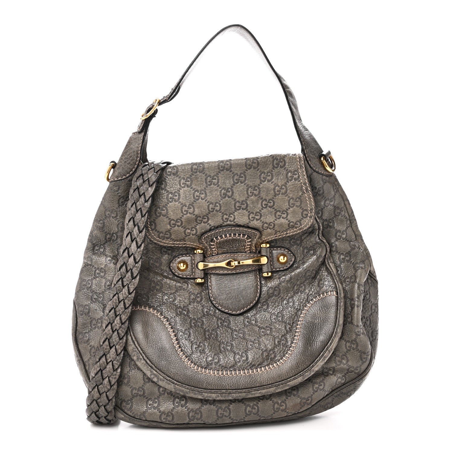 Guccissima Large New Pelham Satchel Grey