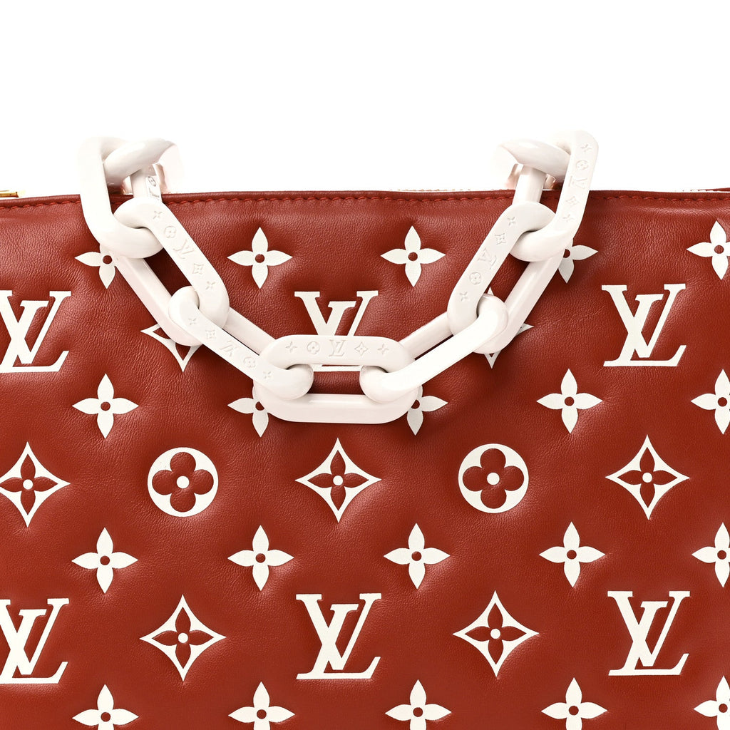 Lambskin Embossed Monogram Coussin PM Terracotta Brown