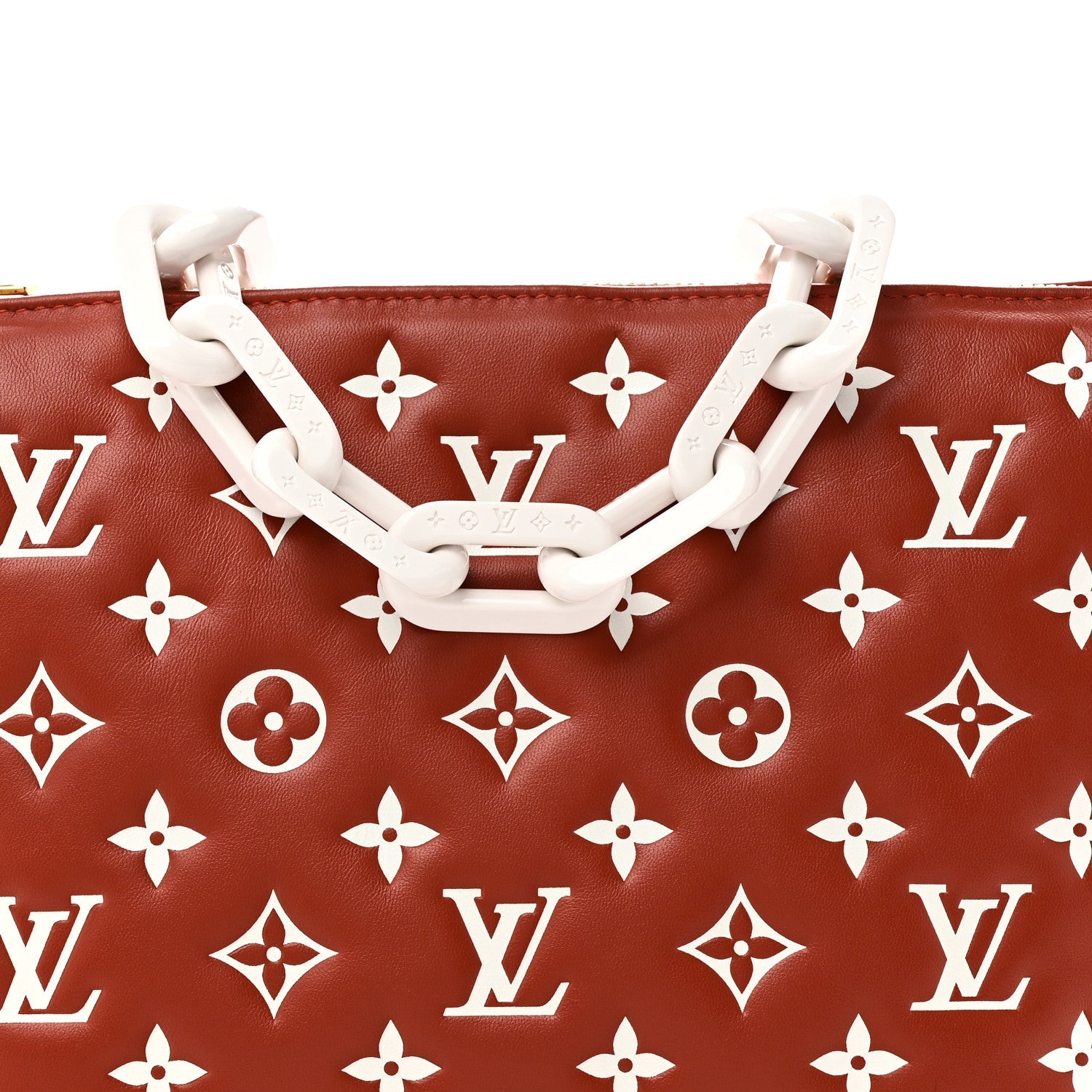Lambskin Embossed Monogram Coussin PM Terracotta Brown