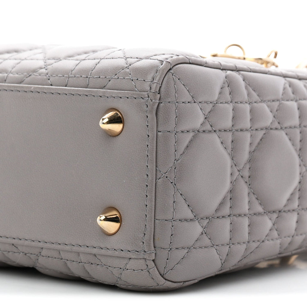 Lambskin Cannage Small Lucky Badges My Lady Dior Grey