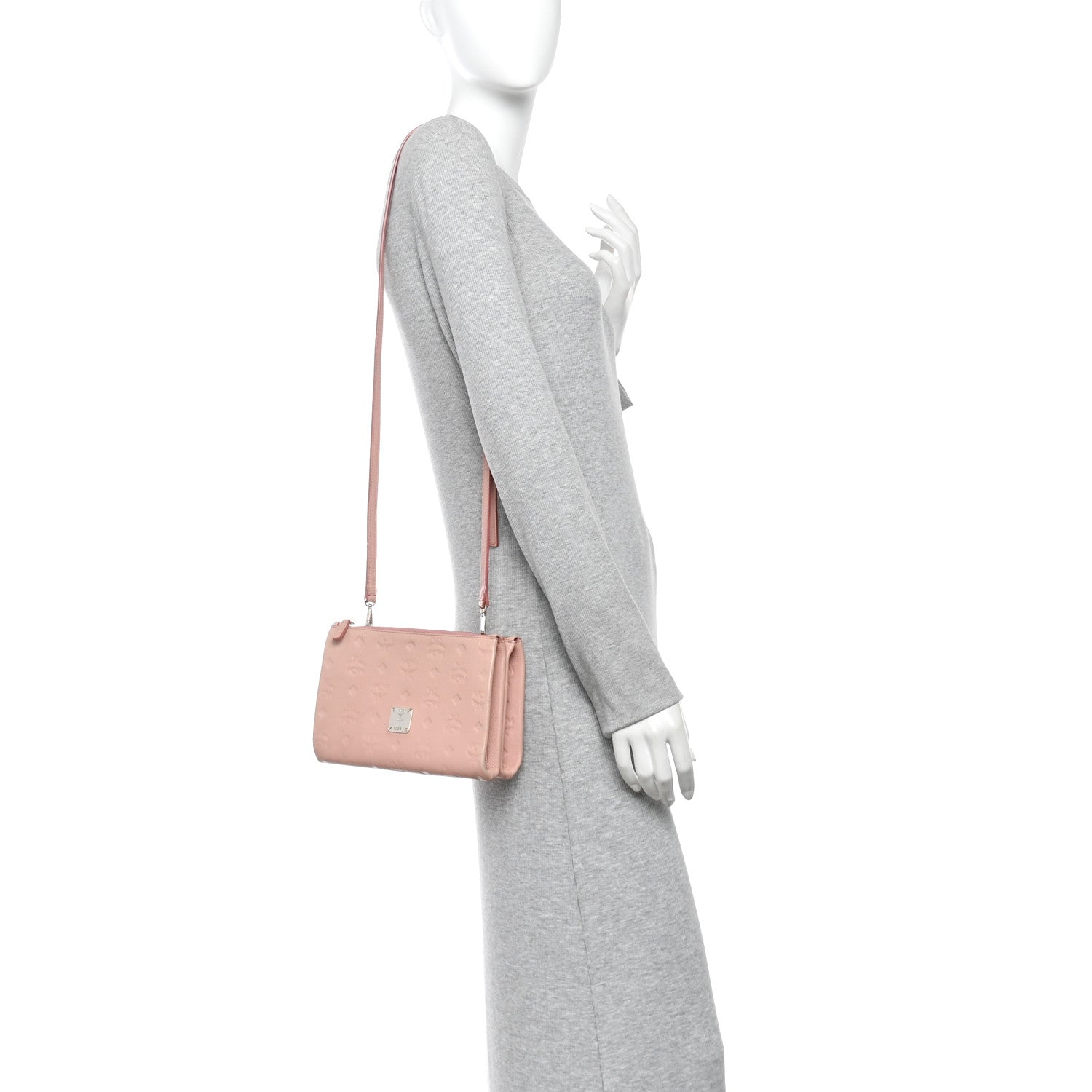 Calfskin Ottomar Monogram Small Crossbody Zip Messenger Pouch Pink Blush