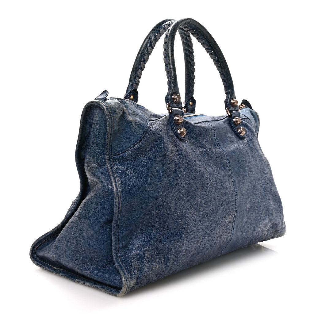 Agneau Giant 12 Gold Hardware Work Bleu Glacier
