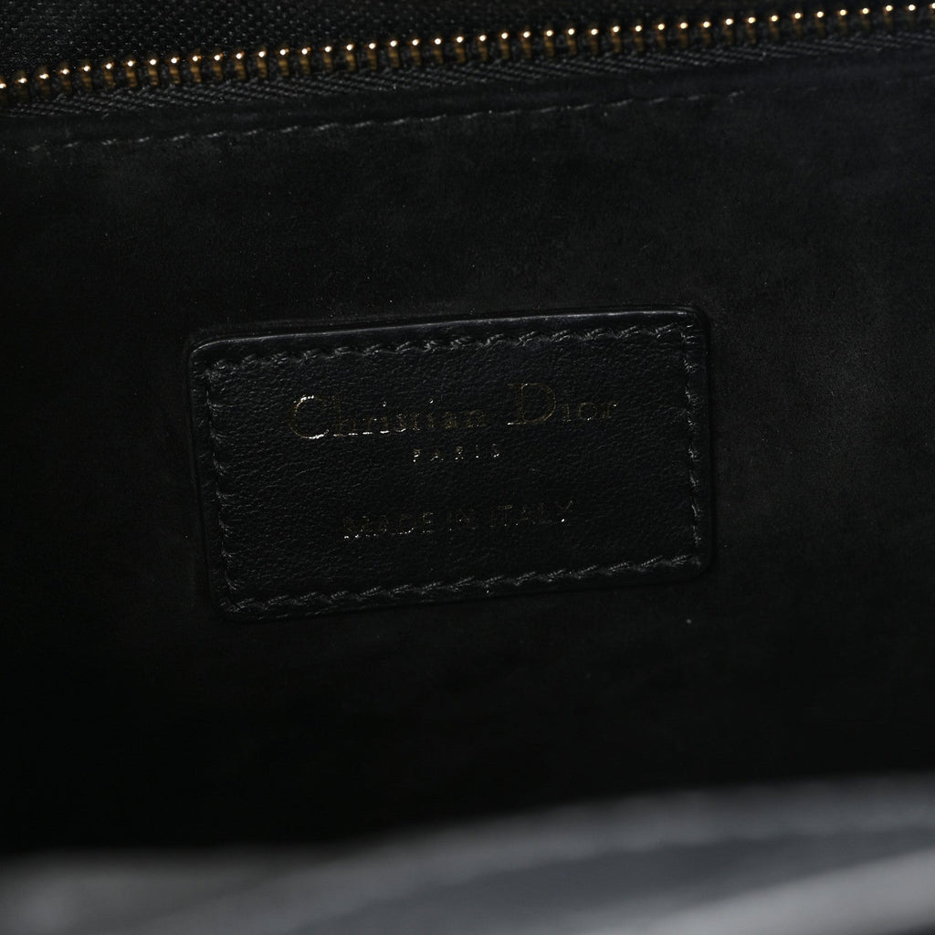 Calfskin Macro Cannage Medium Book Tote Black