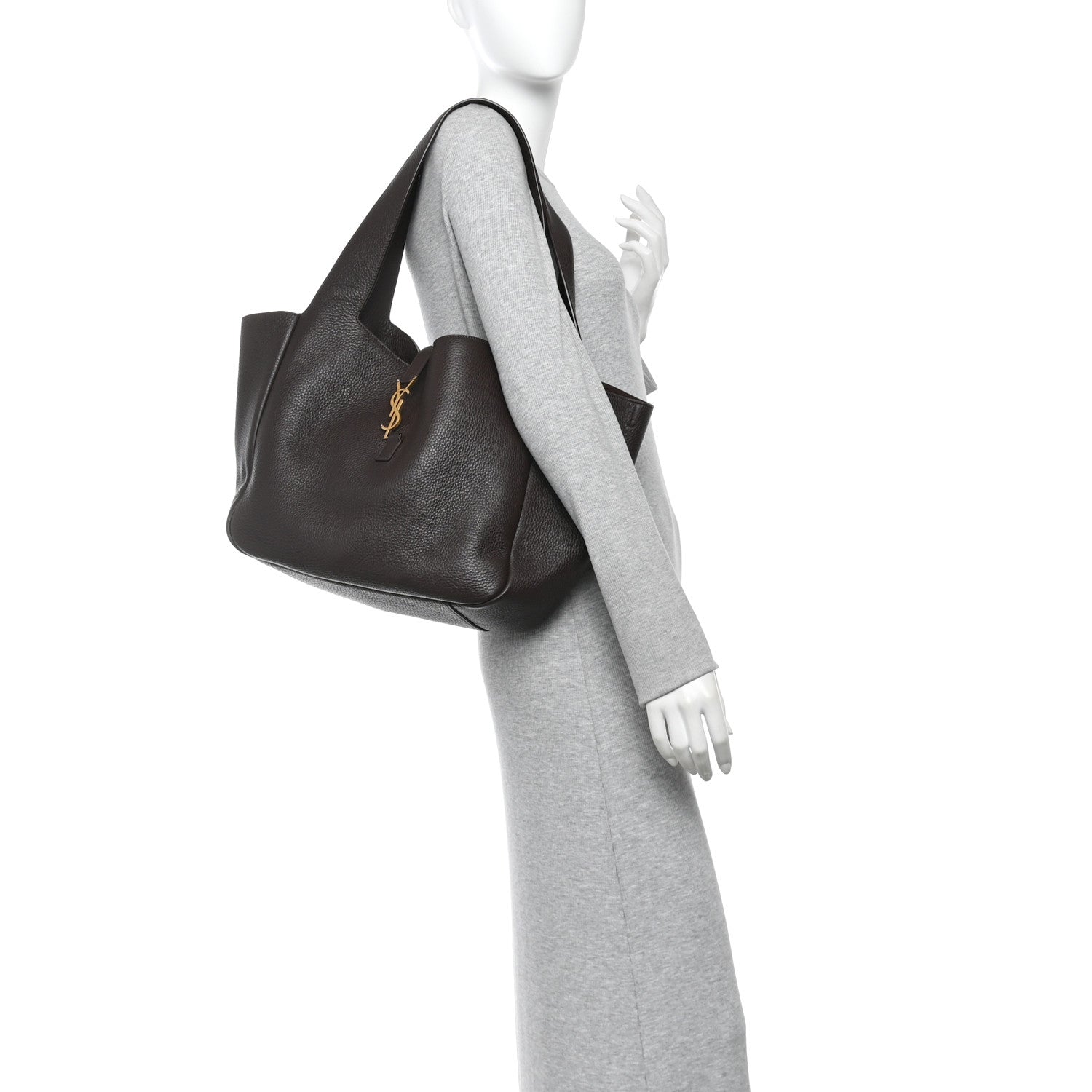 Grained Deerskin Bea Tote Marron Fonce