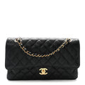 Caviar Quilted Medium Double Flap Black